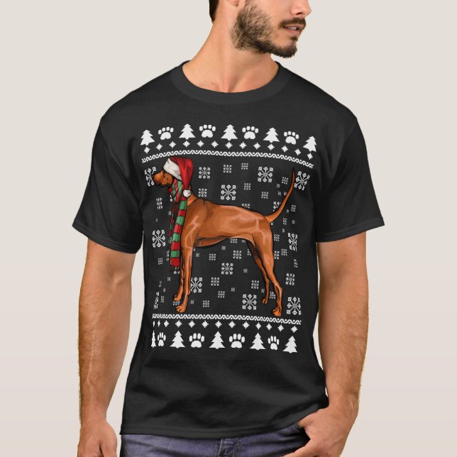 Camiseta Redbone Coonhound Dog Santa Hat Xmas Ugly Christma (Frente)