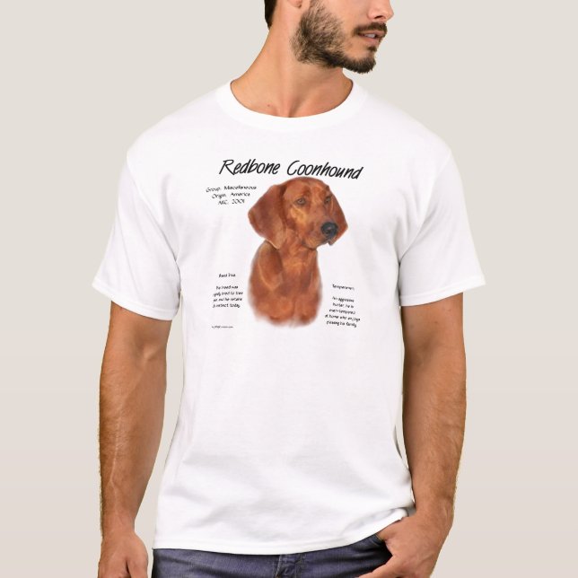 Camiseta Redbone Coonhound History Design (Frente)