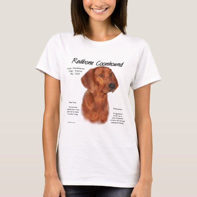 Camiseta Redbone Coonhound History Design (Frente)