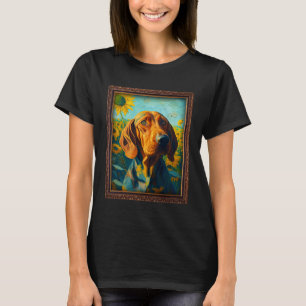 Camiseta Redbone Coonhound Painting Sunflower Flower Mãe Wo