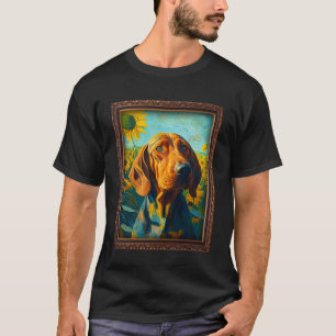 Camiseta Redbone Coonhound Painting Sunflower Flower Mãe Wo