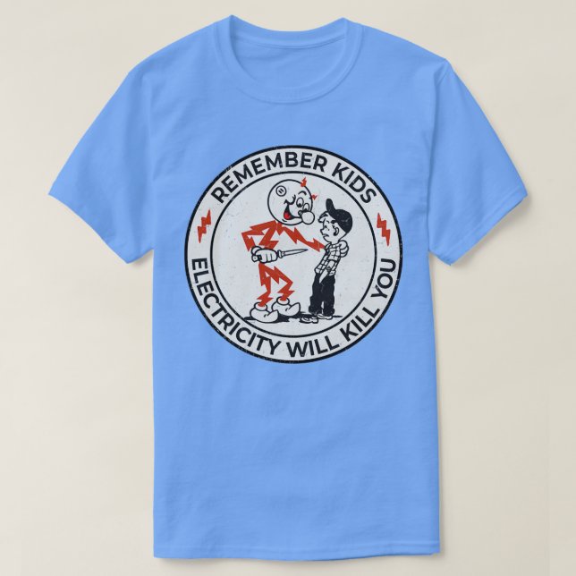 Camiseta Reddy Kilowatt electricity will kill you  (Frente do Design)