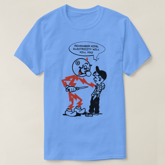Camiseta Reddy kilowatt lembra que a eletricidade das crian (Frente do Design)