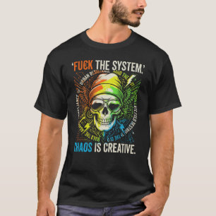 Camiseta Rede Caos Hackeie O Sistema Caveira Ciberpunk Rebe