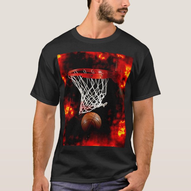Camiseta Rede de Basquete, Ball & Flames (Frente)