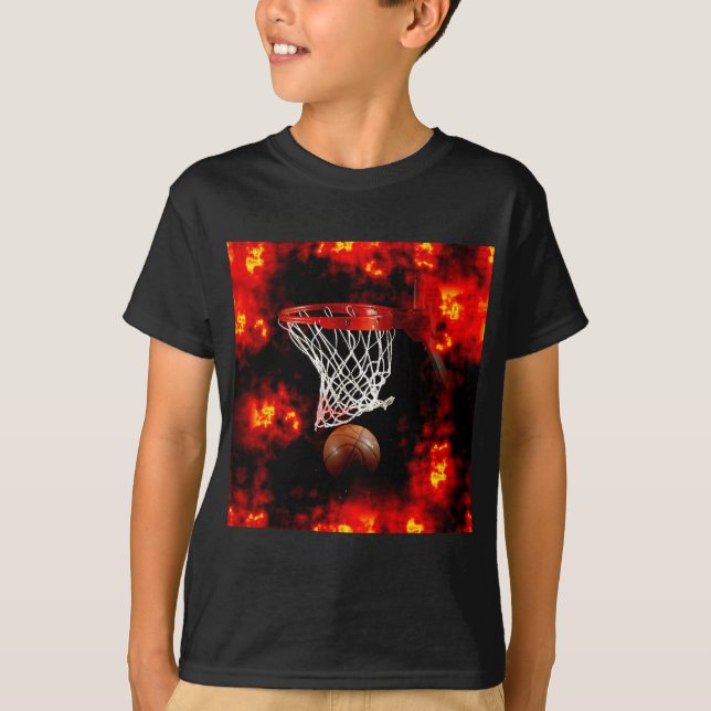 Camiseta Rede de Basquete, Ball & Flames (Frente)