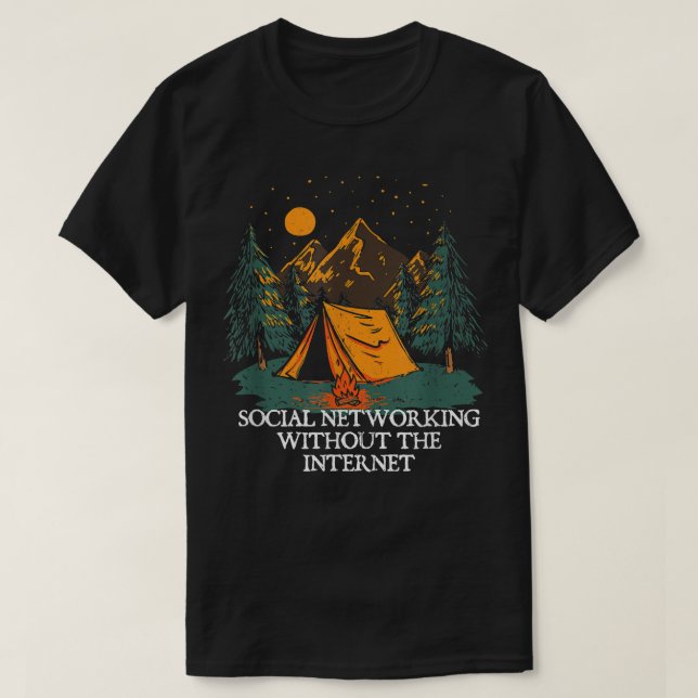 Camiseta Rede sem Campos de Internet Camper Amigos (Frente do Design)