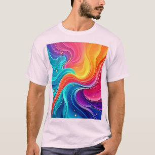 Camiseta Redemoinho de Energia Arco-íris: Arte de Fluxo Vib