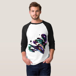 Camiseta Redemoinho Líquido Verde e Roxo Metálico