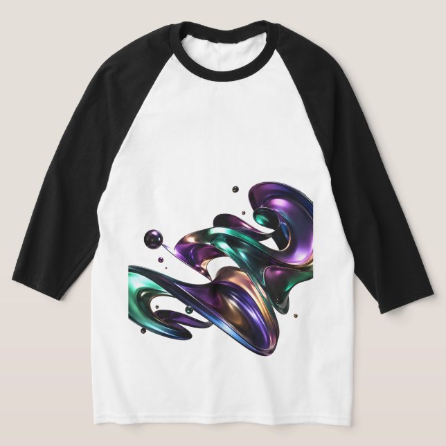 Camiseta Redemoinho Líquido Verde e Roxo Metálico (Postura )