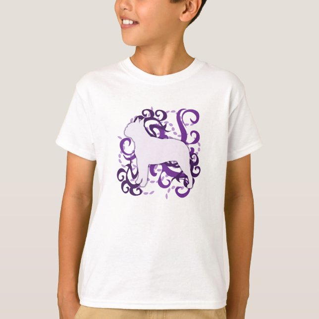 Camiseta Redemoinho roxo Boston Terrier (Frente)