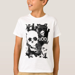 Camiseta Redemoinho "vaia dos espectros B&W do crânio!" o