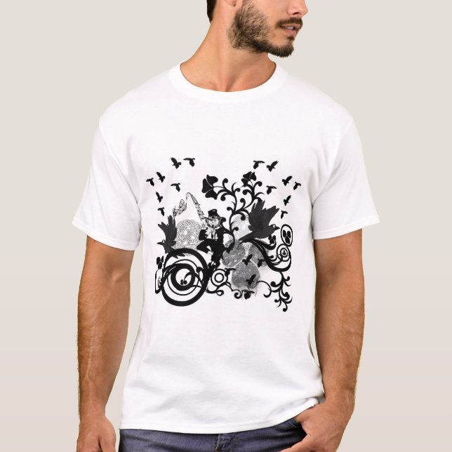 Camiseta Redemoinhos Irlandeses Negros e Leprechauns (Frente)