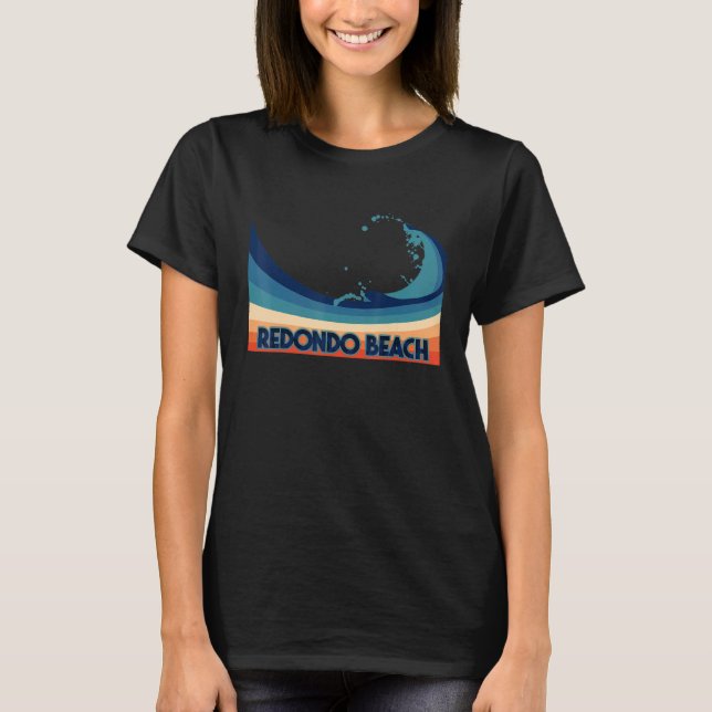 Camiseta Redondo Beach California Retro Surf Navegando e Ch (Frente)