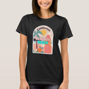 Camiseta Redondo Beach Retro Pastel Colors Palm Trees Sun S