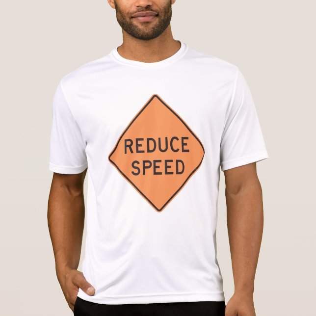 Camiseta Reduce Speed Orange Diamond Road Sign (Frente)