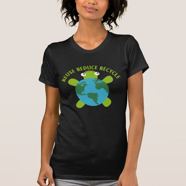 Camiseta Reduza a reutilização da tartaruga do Reciclar - E (Frente)