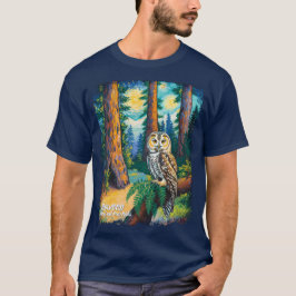 Camiseta Redwood National Park Colorful Forest Owl Wildlife