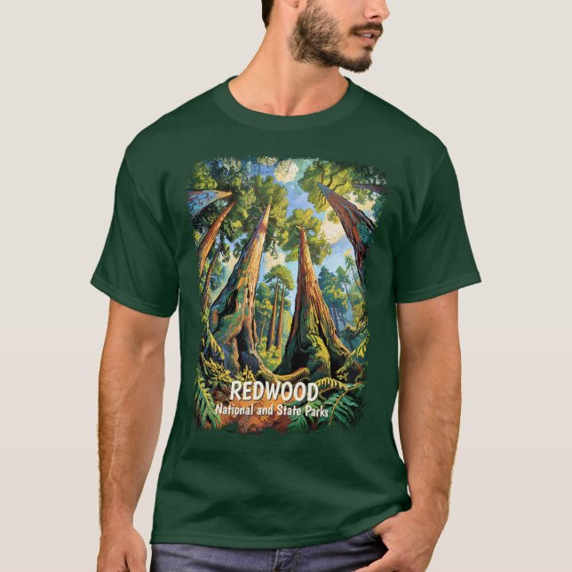 Camiseta Redwoods National Park California Van Gogh Custom (Frente)