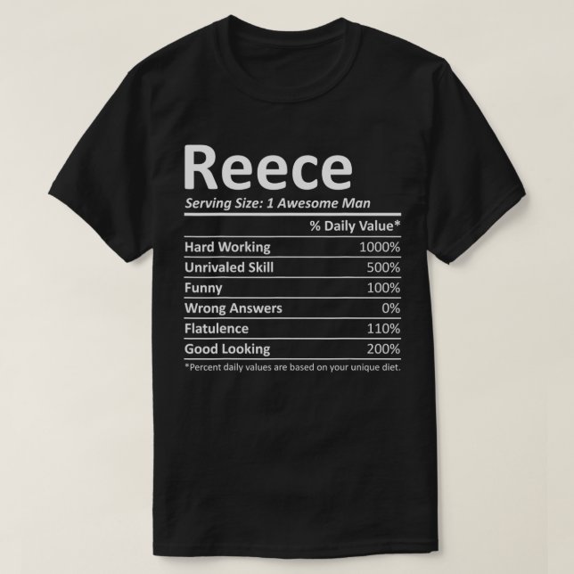 Camiseta REECE Nutrição Funny Birthday Nome Personalizado G (Frente do Design)