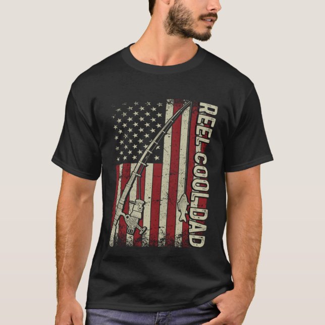 Camiseta Reel Cool Dad American Flag Fishing Christmas (Frente)
