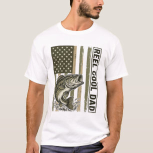 Camiseta Reel Cool Dad Bass Fishing Flag Vector Design_1