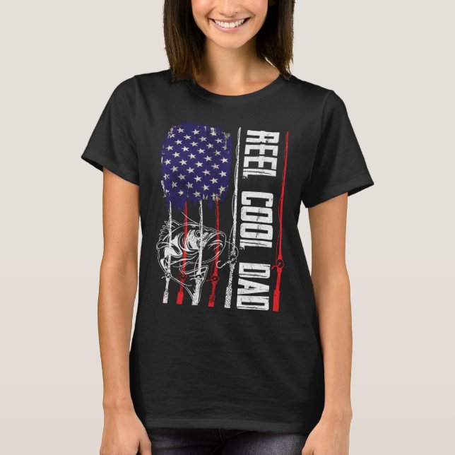 Camiseta Reel Cool Dad Fishing American Flag Father s Day 4 (Frente)
