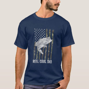 Camiseta Reel Cool Dad Fishing USA Flag Camo 4th Of July (O