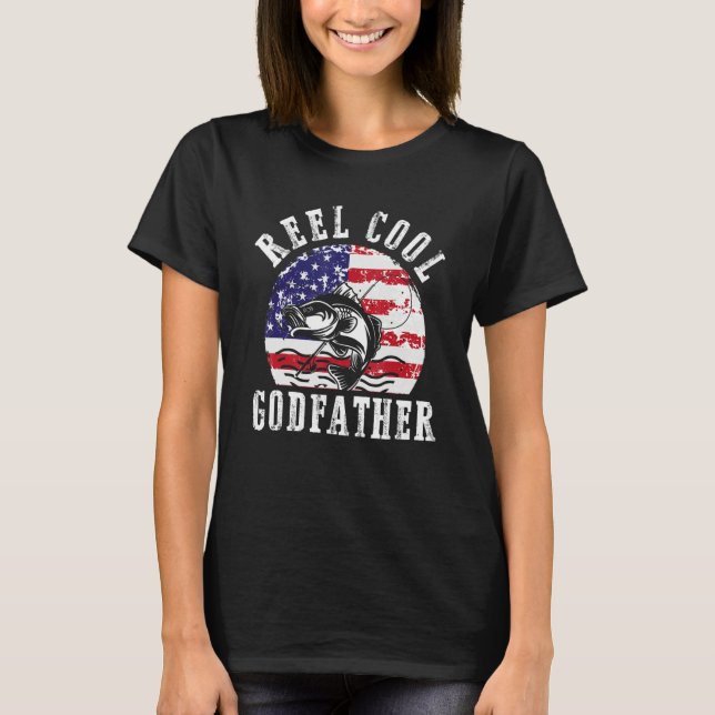 Camiseta Reel Cool Godfather  US Flag Fisher  Godson Goddau (Frente)