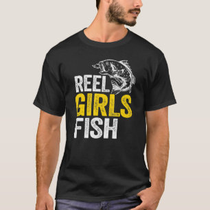 Camiseta Reel Girls Fish Bass Pesca Engraçada Pescadora Mãe