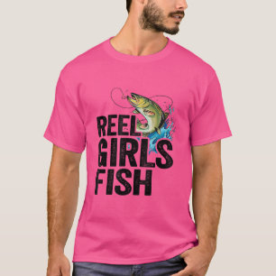 Camiseta Reel Girls Fish Bass Pesca Engraçada Pescadora Mãe