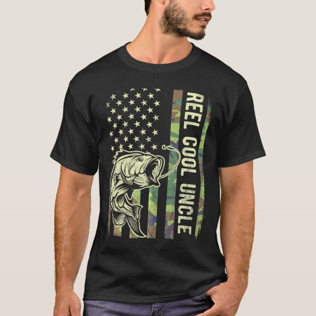 Camiseta Reel Legal Tio Camouflage American Flag Engraçado  (Frente)