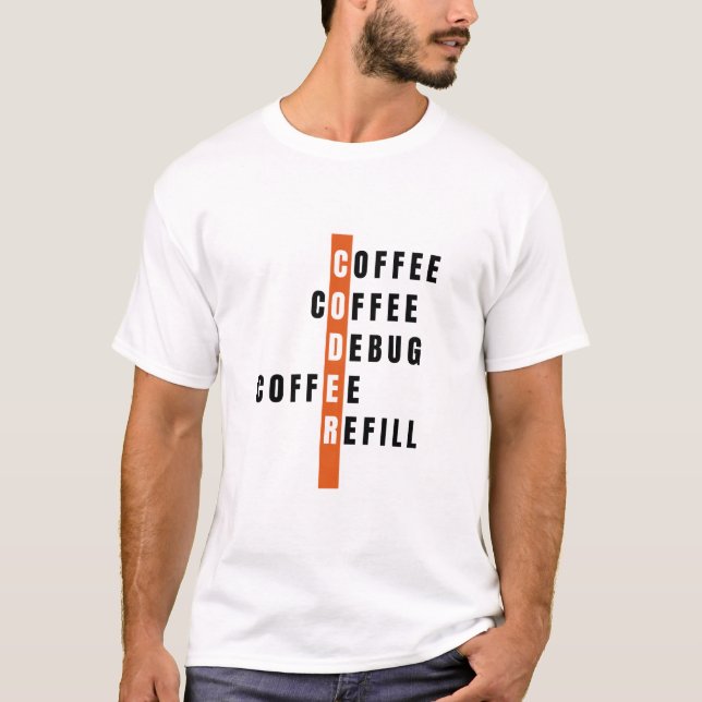 Camiseta Reembolso de Depuração de Café do Programador Lara (Frente)