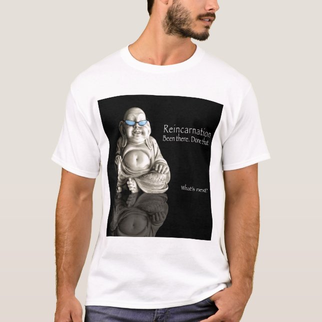 Camiseta Reencarnação. Estado lá.  Feito aquele (Frente)