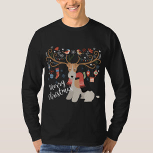 Camiseta Refeição de Natal do Cachorro de Fox Terrier Haire