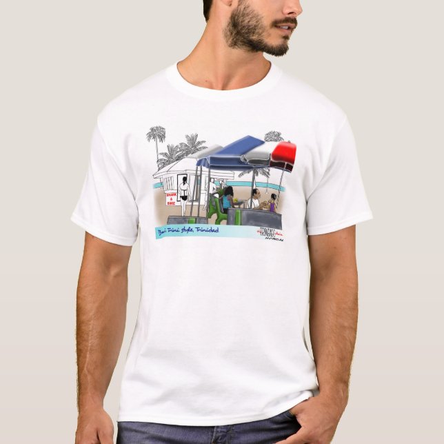 Camiseta Refeição matinal na praia (Frente)