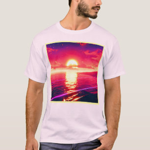 Camiseta Reflexão Digital sobre o Mar de Sunset