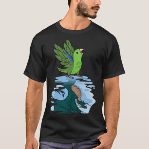 Camiseta Reflexão do Papagaio e Dragão no Parrotlet Verde 2