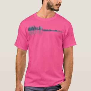 Camiseta Reflexão do Violão Retro Nature Forest Guitar Lake