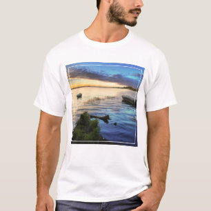 Camiseta Reflexão dos barcos de navigação do por do sol