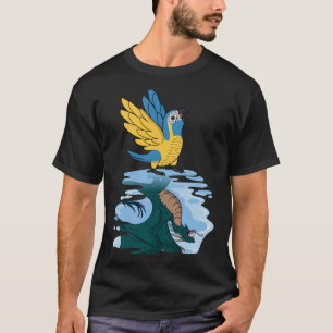 Camiseta Reflexão entre papagaio e dragão I Blue throated M