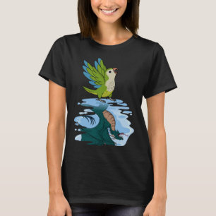 Camiseta Reflexão entre papagaio e dragão no periquito verd