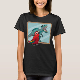 Camiseta Reflexão entre papagaio e rex I escarlate Macaw