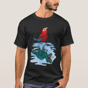 Camiseta Reflexão entre papagaio e rex I Macaw na asa verde