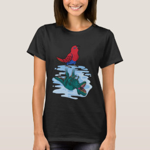 Camiseta Reflexão entre papagaio e rex I Mulher Eclectus