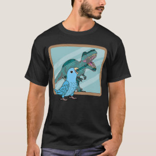 Camiseta Reflexão entre papagaio e rex I - Parrotlet Azul