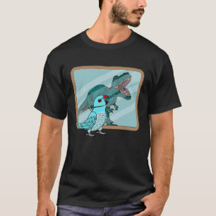 Camiseta Reflexão entre papagaio e rex I Ringneck Azul