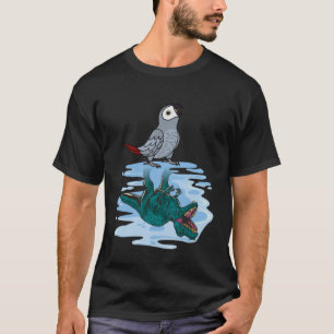 Camiseta Reflexão entre papagaios e rex em Cinzas africanas