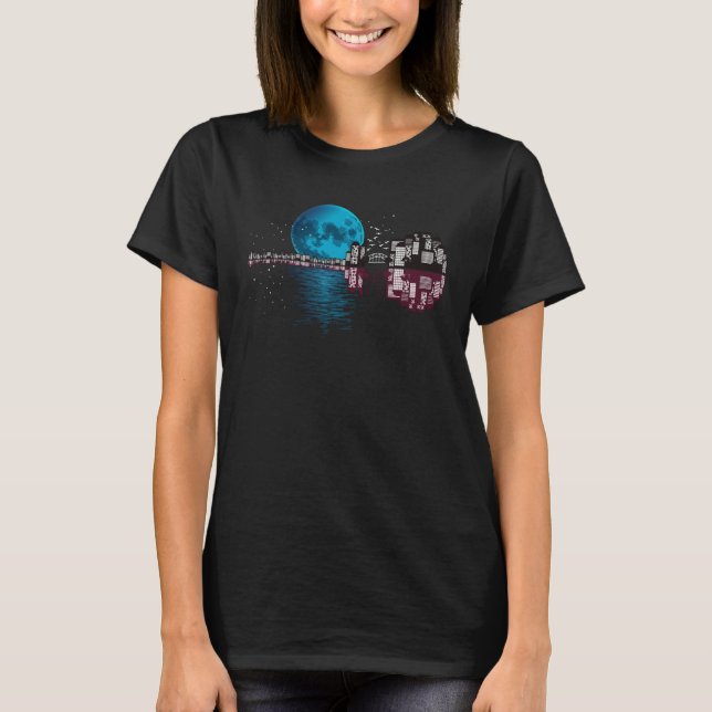 Camiseta Reflexão Moderna Sobre A Lua De Violão Natural ON  (Frente)