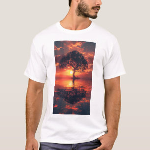 Camiseta Reflexão Sunset na Árvore com Iluminação Traseira 